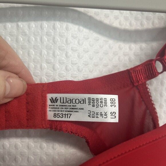 Wacoal Women’s La Femme Red Sequin Lace Under Wire T Shirt Bra 38B Valentines - Picture 4 of 6